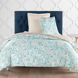 Charter Club Damask Designs Azure Paisley TWIN Duvet Cover & Sham Set Blue